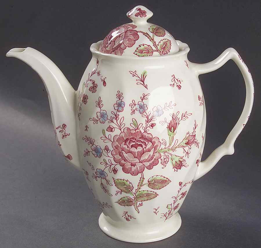 Rose Chintz Pink ("England 1883" Stamp) Coffee Pot & Lid by Johnson Brothers-1
