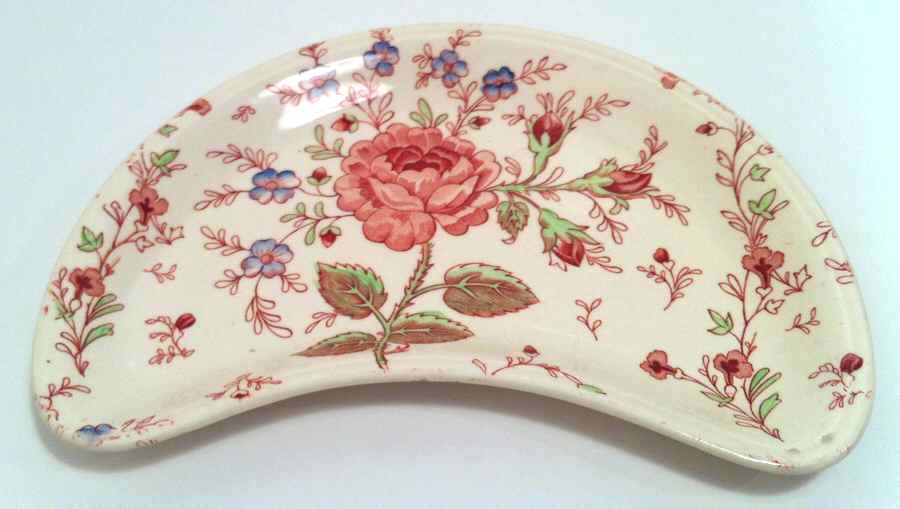 Rose Chintz Pink ("England 1883" Stamp) Crescent Salad Plate by Johnson Brothers-1