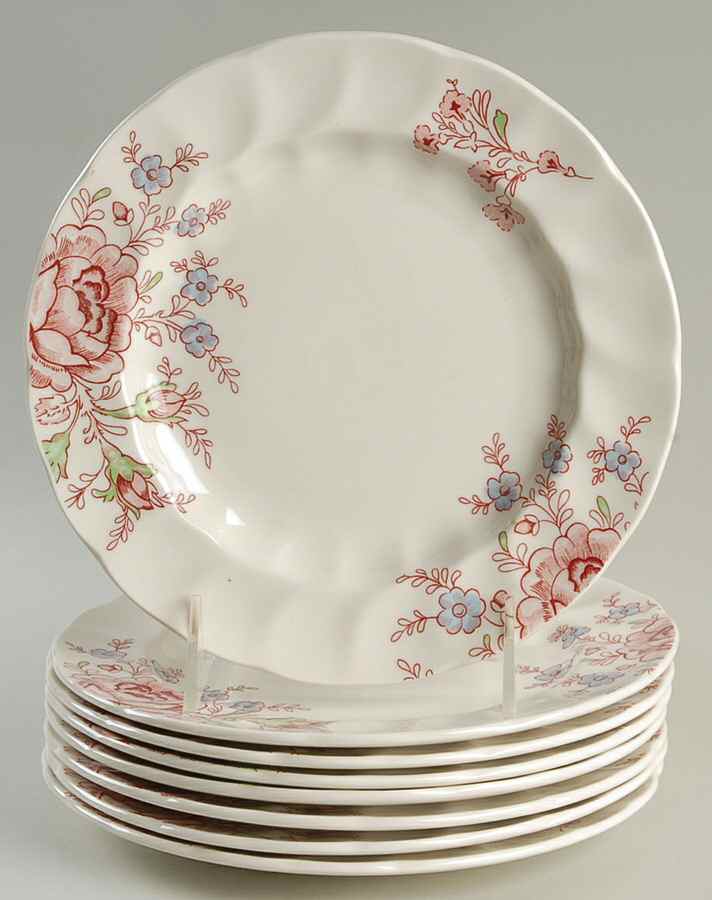 Rose Chintz Pink ("England 1883" Stamp) Accent Salad Plate Motif 3 - Set of 8 by Johnson Brothers-1