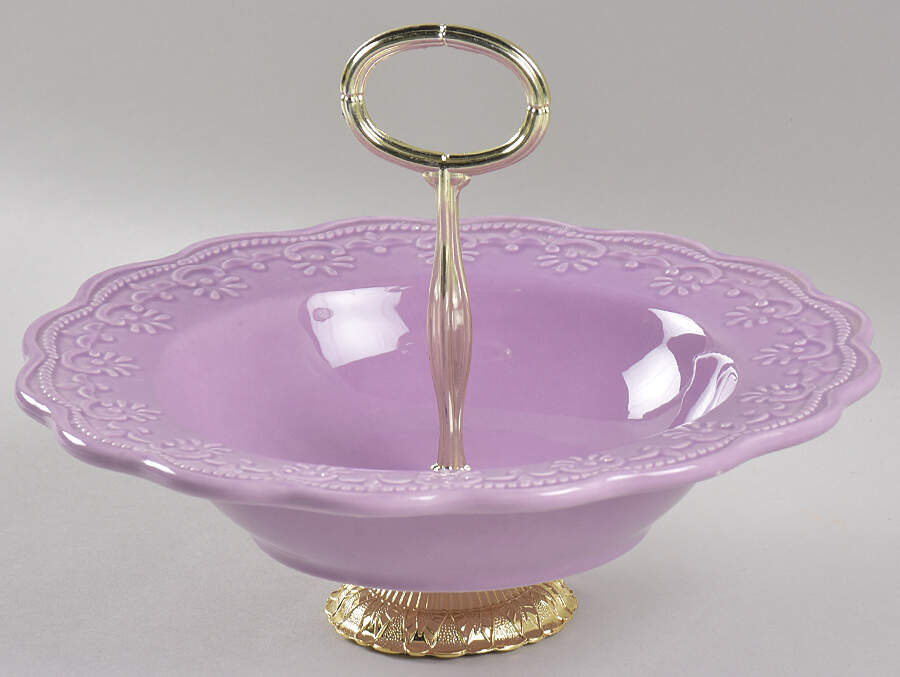 Lace Lilac 6"-7" Handled Footed Nut Dish HC by JCPenney-1