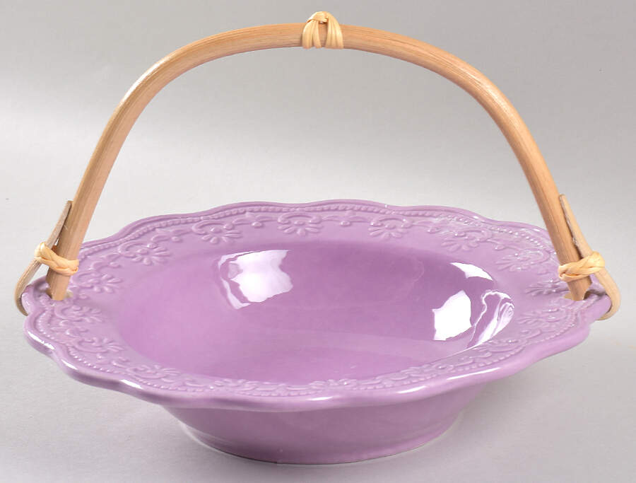 Lace Lilac 7''-7 1/4'' Basket W/Bamboo Handle HC by JCPenney-1