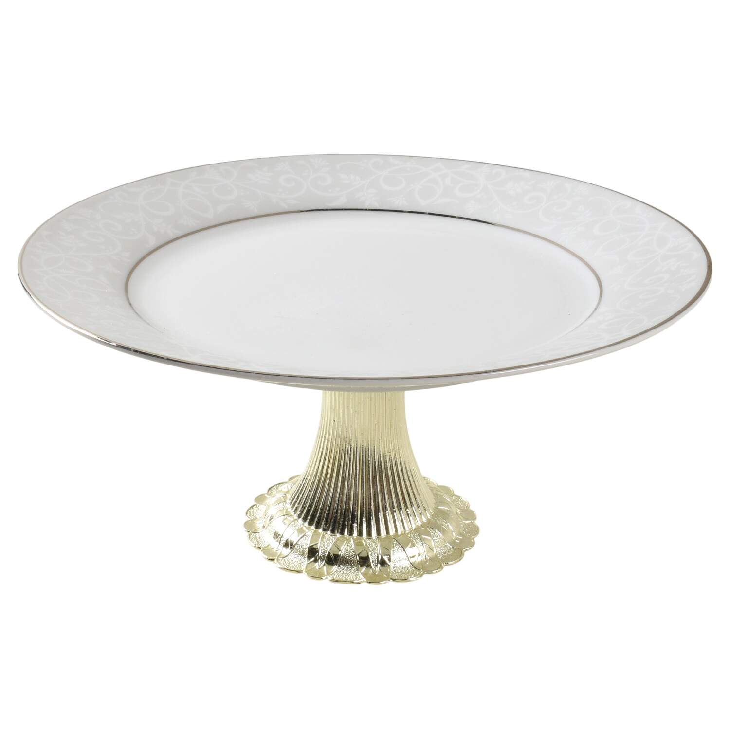 Chambour Silver Cake Stand with 4"-5" Metal Pedestal  Hc by JCPenney-1