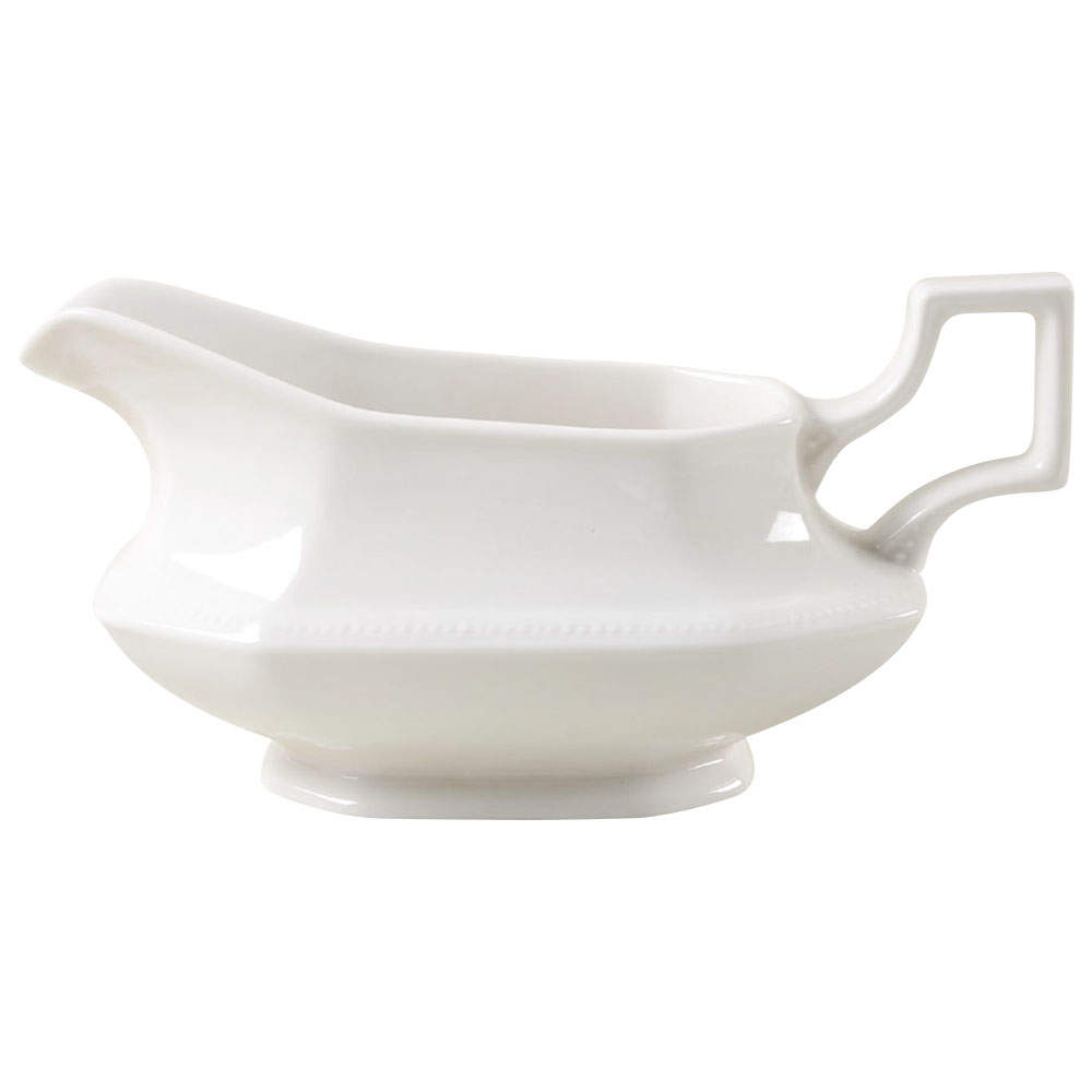 Heritage White ("England 1883"Stamp, Made In China) Gravy Boat by Johnson Brothers-1