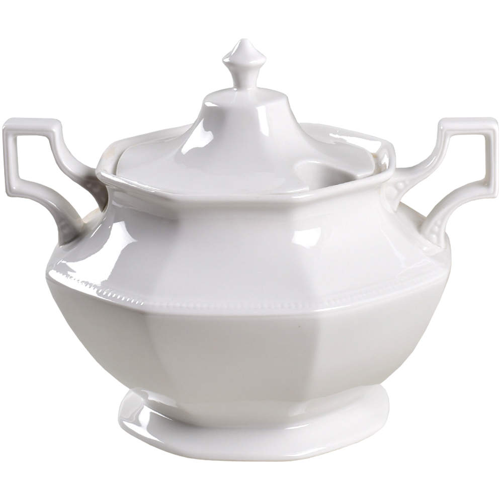 Heritage White ("England 1883"Stamp, Made In China) Tureen &  Lid by Johnson Brothers-1