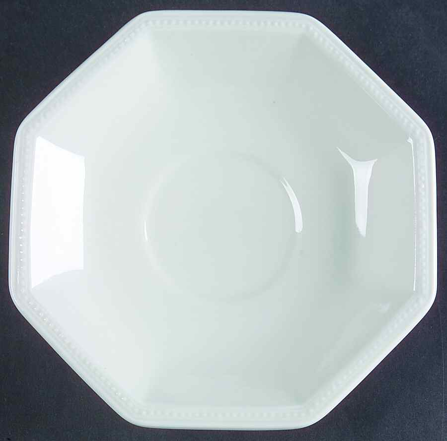 Heritage White ("England 1883"Stamp, Made In China) Saucer for Footed Cup by Johnson Brothers-1