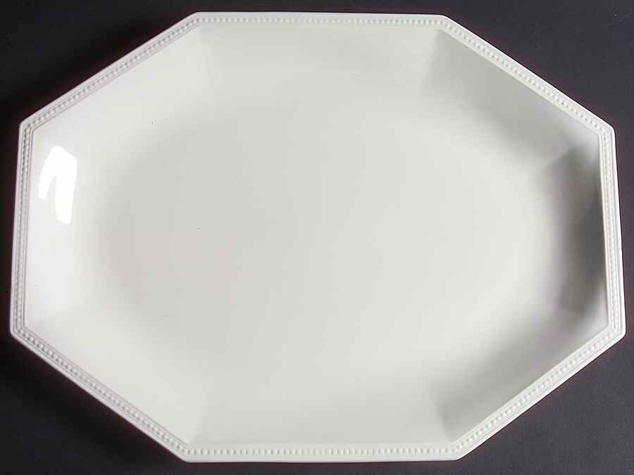 Heritage White ("England 1883"Stamp, Made In China) 15" Oval Serving Platter by Johnson Brothers-1