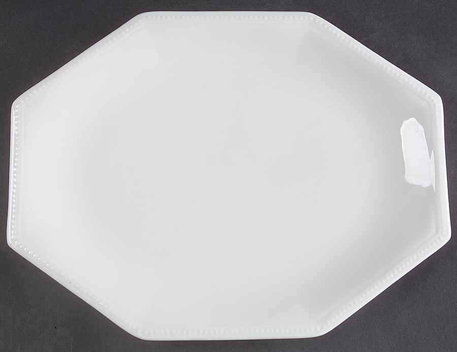 Heritage White ("England 1883"Stamp, Made In China) 12" Oval Serving Platter by Johnson Brothers-1