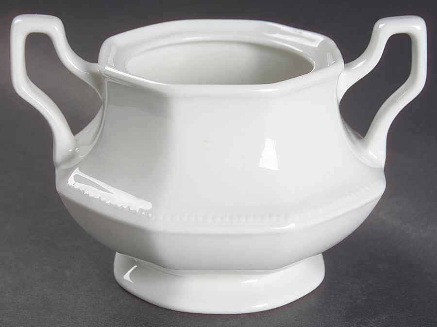 Heritage White ("England 1883"Stamp, Made In China) Sugar Bowl No Lid by Johnson Brothers-1
