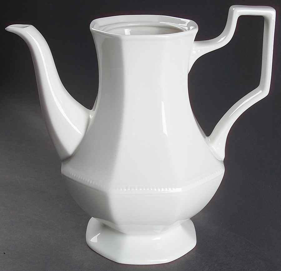 Heritage White ("England 1883"Stamp, Made In China) Coffee Pot No Lid by Johnson Brothers-1