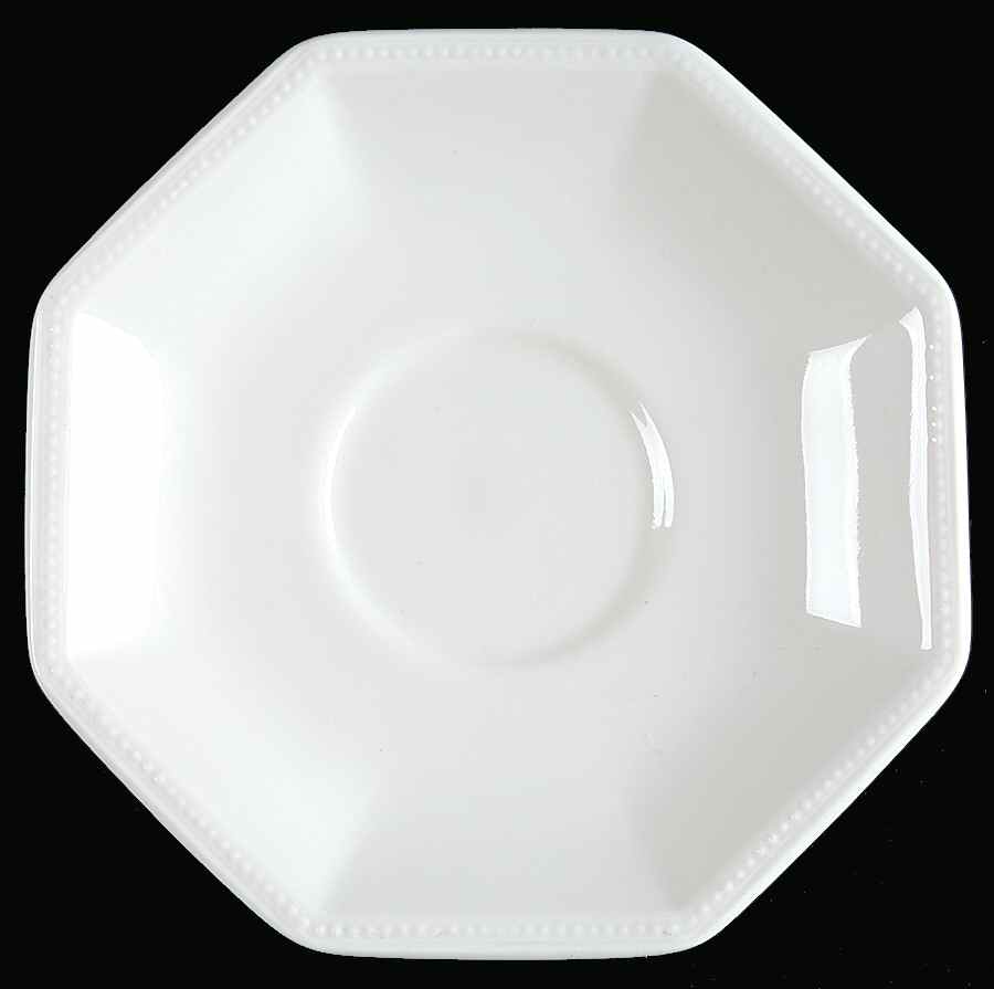 Heritage White ("England 1883"Stamp, Made In China) Breakfast/Cream Soup Saucer for CSSBRL by Johnson Brothers-1