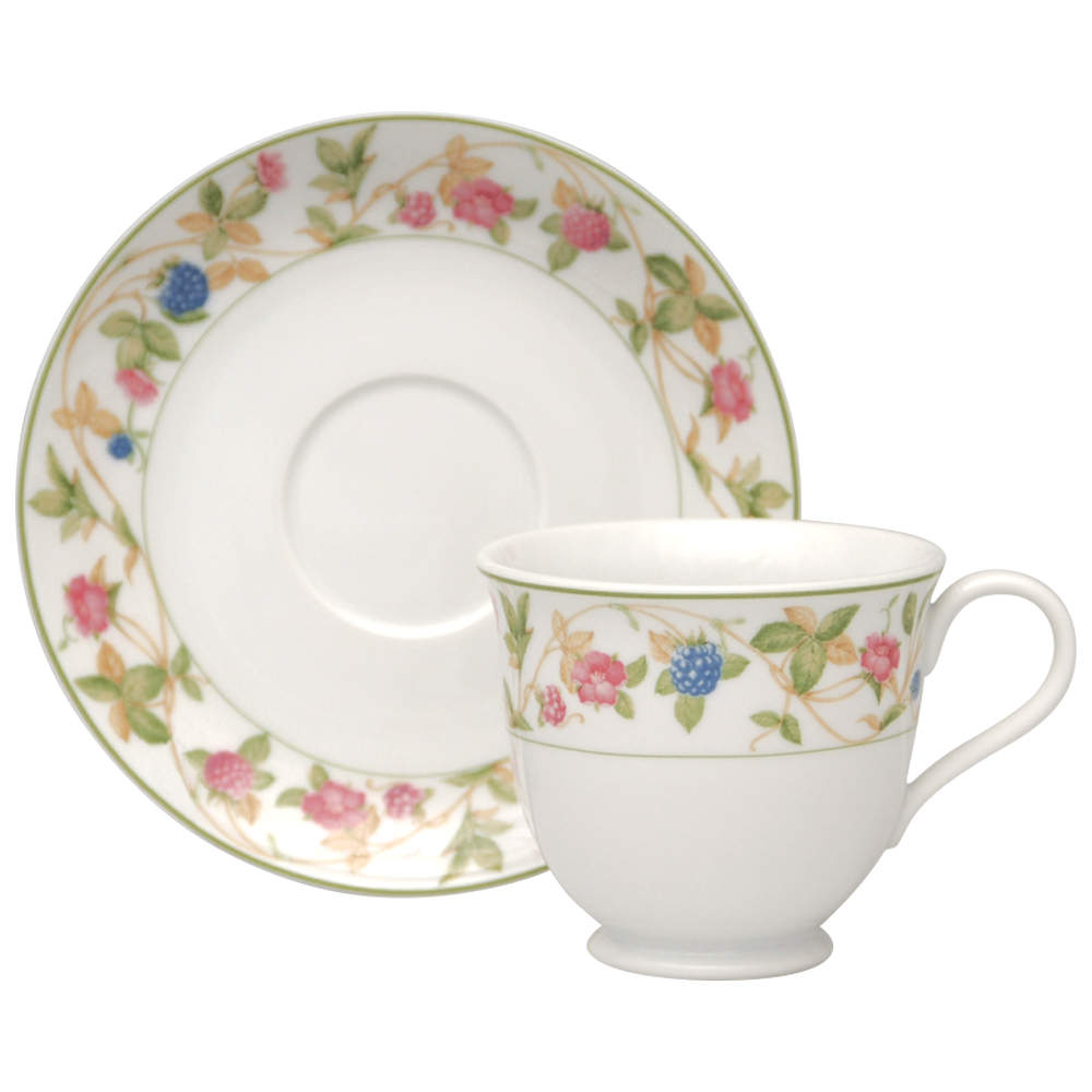Raspberry Rose Footed Cup & Saucer Set by Johann Haviland-1