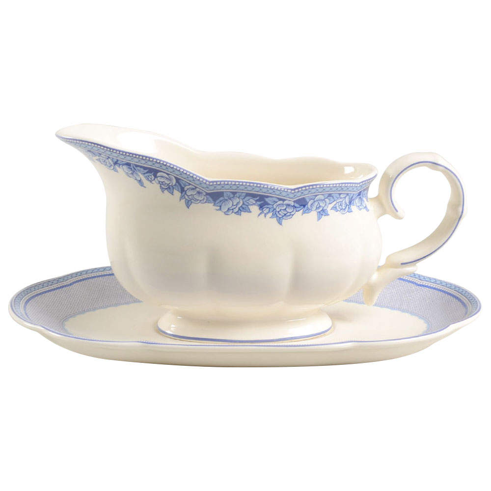 Victorian Rose Gravy Boat & Underplate by Johann Haviland-1