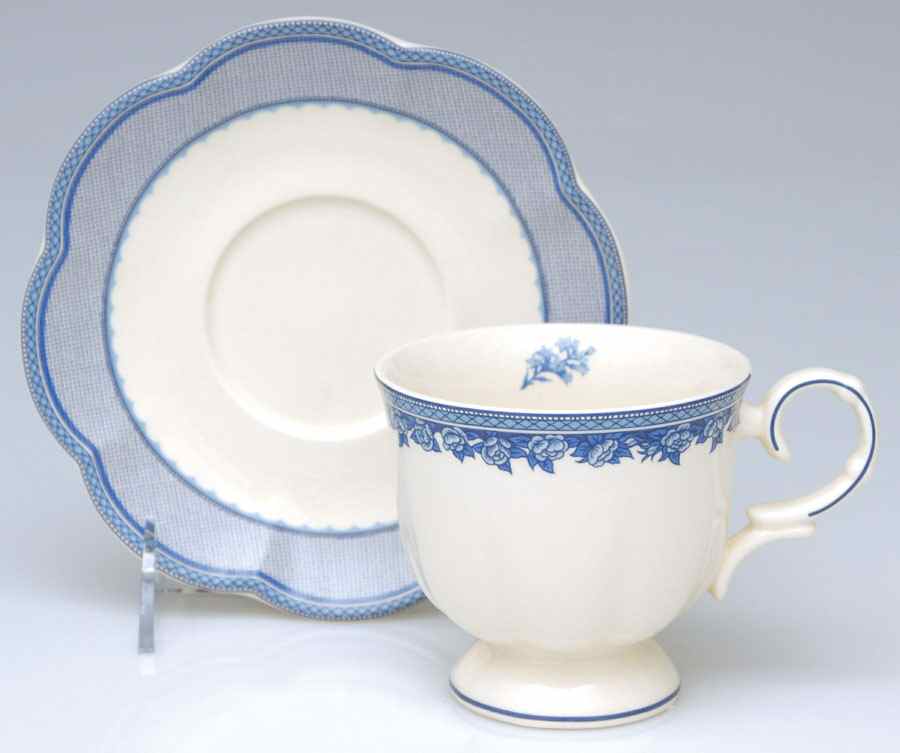 Victorian Rose Footed Cup & Saucer Set by Johann Haviland-1