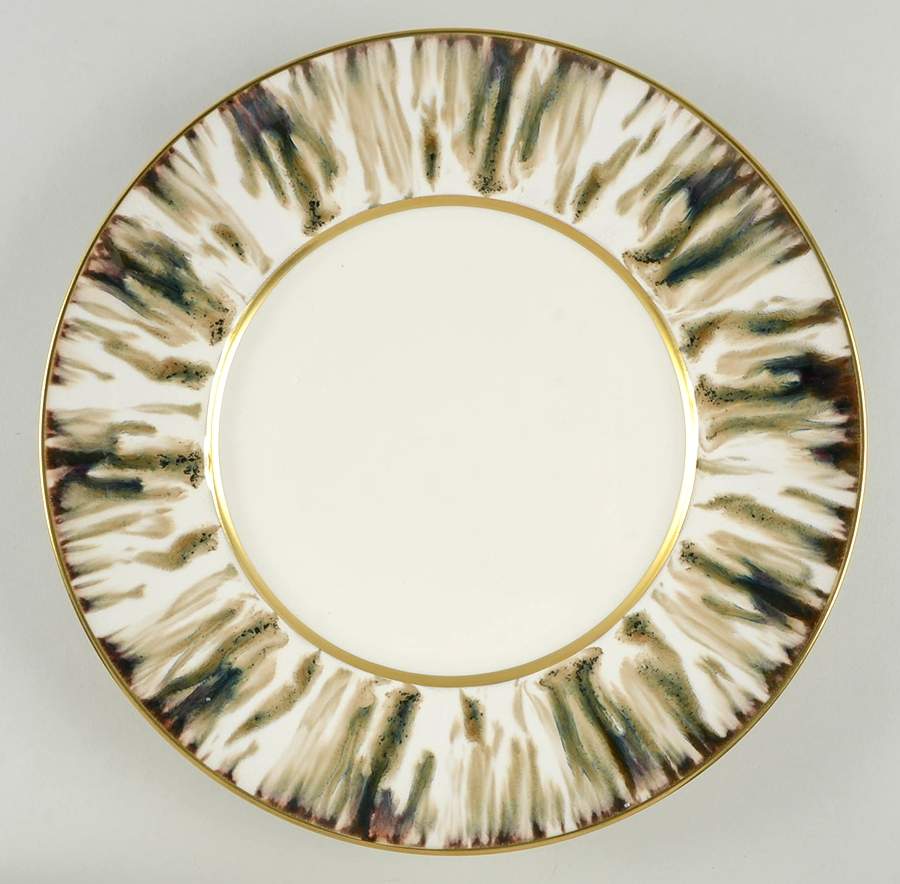 Cream Scale (Gold Trim) Service Plate (Charger) by Jaune de Chrome-1