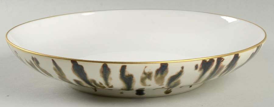 Cream Scale (Gold Trim) 9" Individual Pasta Bowl by Jaune de Chrome-1