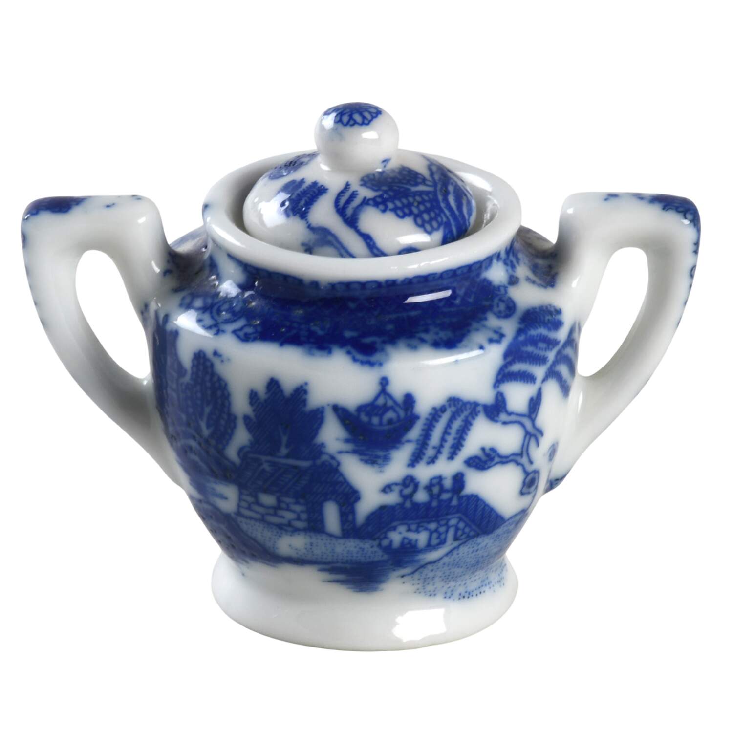 Blue Willow (Child's Set, Made in Japan) Toy Sugar Bowl & Lid by Japan-1