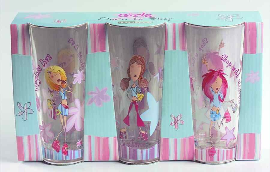 Girls Born To Shop Set of 3 Glassware Tumblers by Johnson Brothers-1