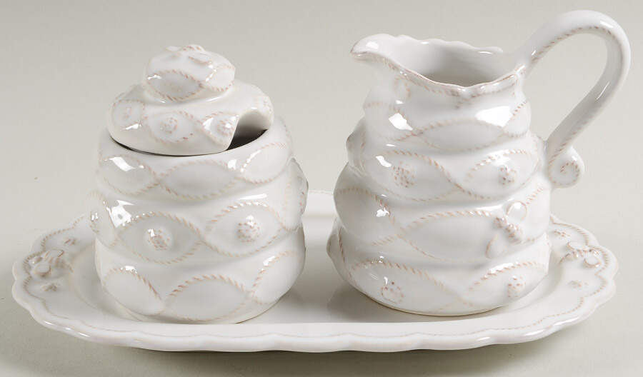 Jardins du Monde Creamer & Sugar with Lid & Tray Set by Juliska Ceramics-1