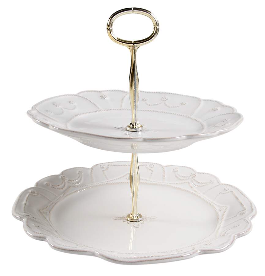 Jardins du Monde 6 5/8"-10"  2 Tiered Serving Tray (Dp, Sp) HC by Juliska Ceramics-1
