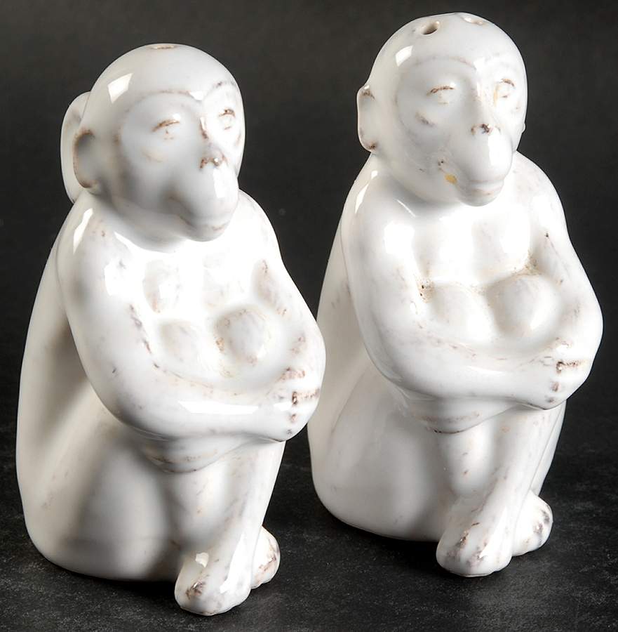 Petit Singe Whitewash Figural Salt & Pepper Set by Juliska Ceramics-1