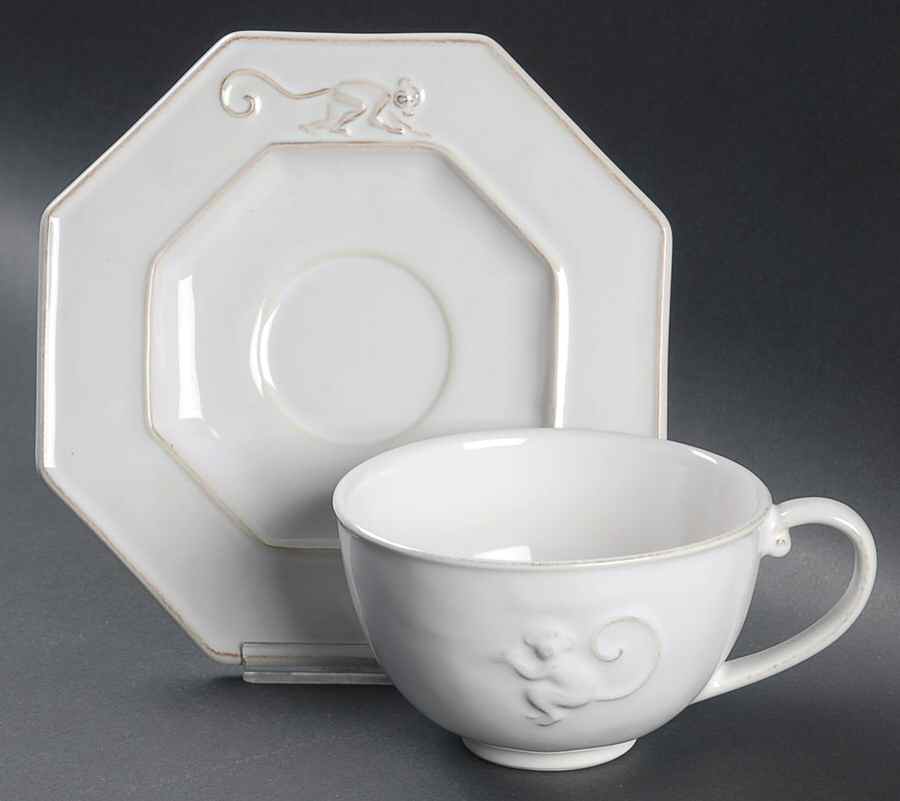 Petit Singe Whitewash Flat Cup & Saucer Set by Juliska Ceramics-1