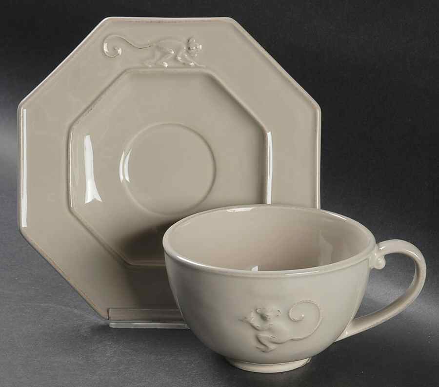 Petit Singe Portobello Brown Flat Cup & Saucer Set by Juliska Ceramics-1