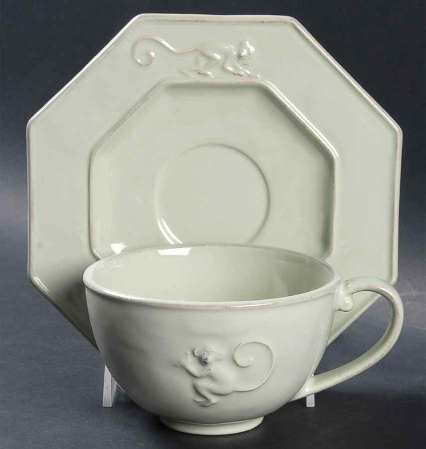 Petit Singe Cucumber Flat Cup & Saucer Set by Juliska Ceramics-1
