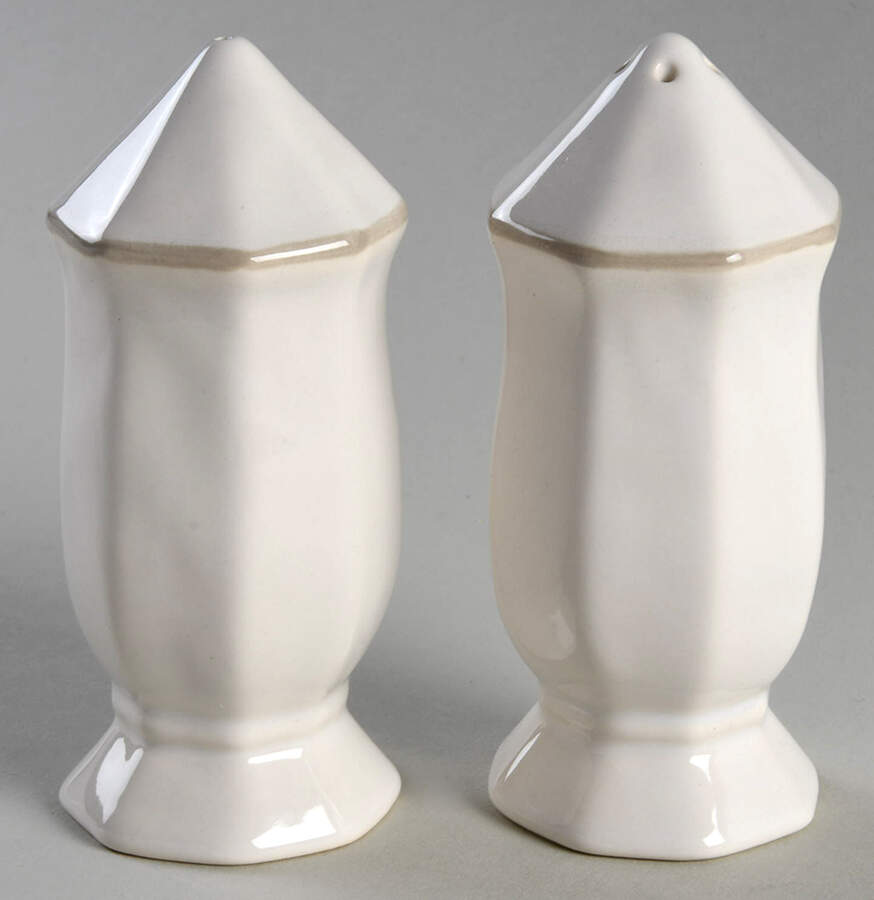 Octavia Whitewash (Portobello Trim) Salt & Pepper Set by Juliska Ceramics-1