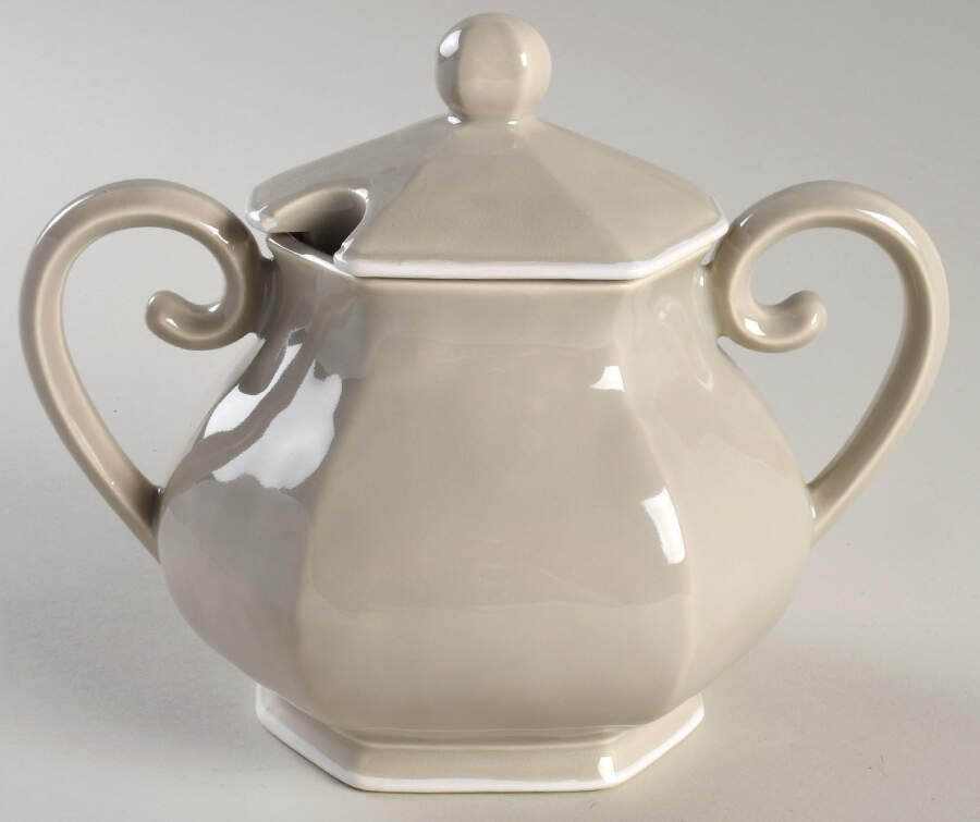 Octavia Portobello (White Trim) Sugar Bowl & Lid by Juliska Ceramics-1