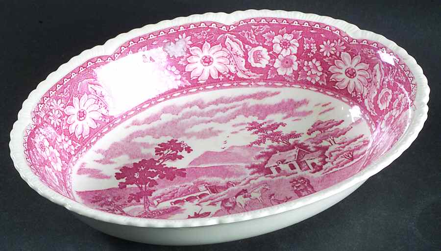 Yorkville Pink 10" Oval Vegetable Bowl by Japan-1