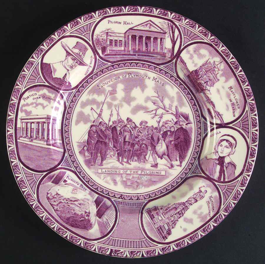 Souvenir of Plymouth Mass Mulberry Dinner Plate by Jonroth Studios-1