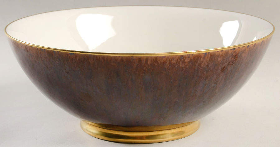 Tortoise (Gold Trim) 11" Large Salad Serving Bowl by Jaune de Chrome-1