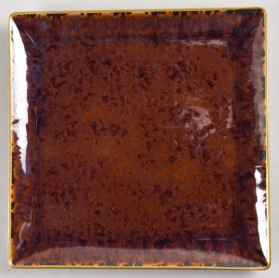 Tortoise (Gold Trim) Square Dessert Plate by Jaune de Chrome-1