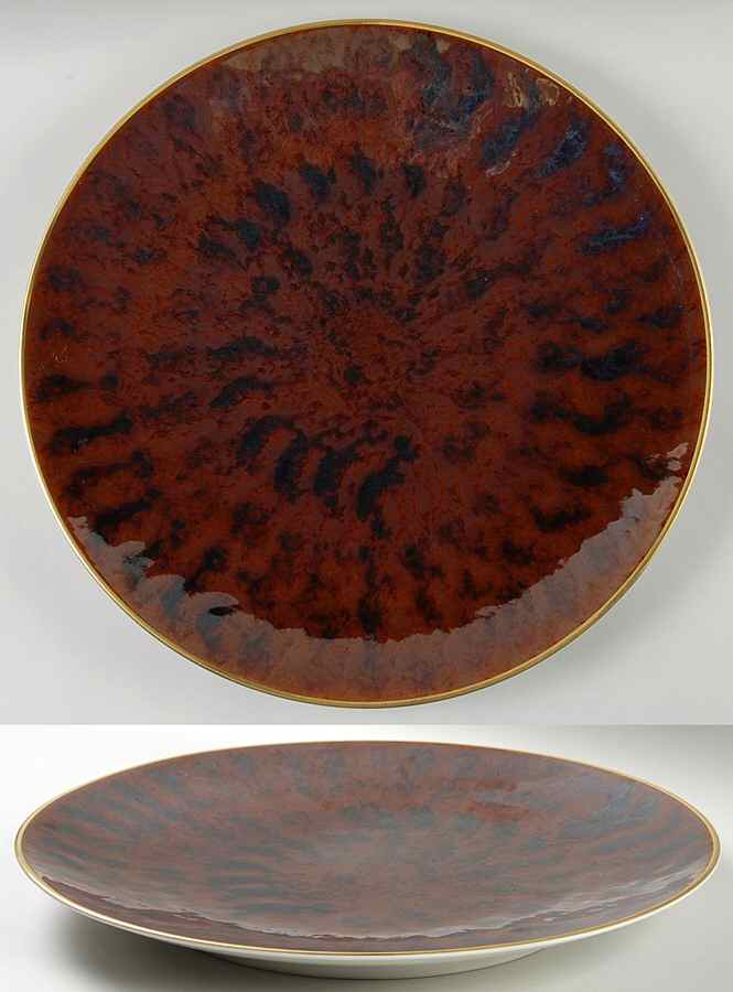 Tortoise (Gold Trim) 14" Deep Round Platter by Jaune de Chrome-1