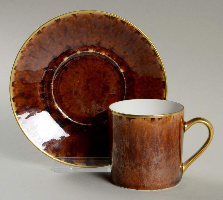 Tortoise (Gold Trim) Espresso Cup and Saucer Set by Jaune de Chrome-1