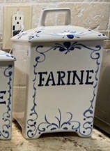French Script Blue Flour Canister & Lid by Jay Willfred-1