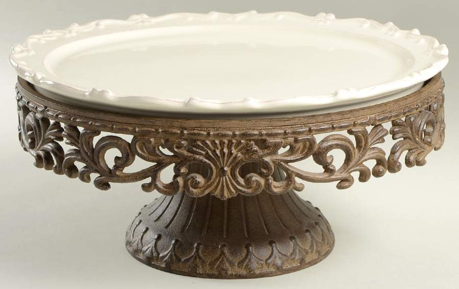 Foret Footed Cake Plate w/Metal Base by JCPenney-1