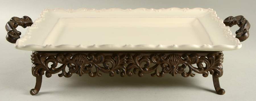 Foret 19" Rectangular Platter & Metal Stand by JCPenney-1