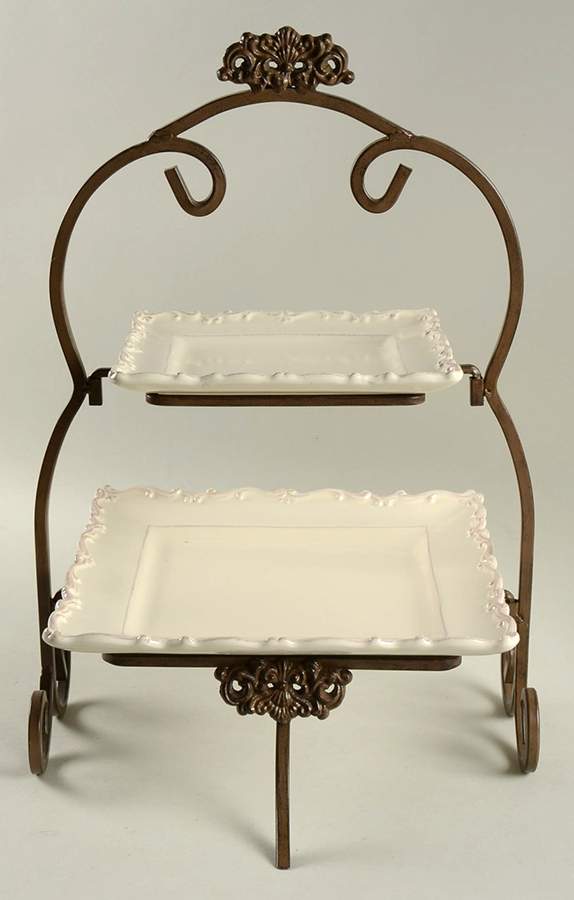 Foret 2 Tier Metal Plate Holder & Plates by JCPenney-1