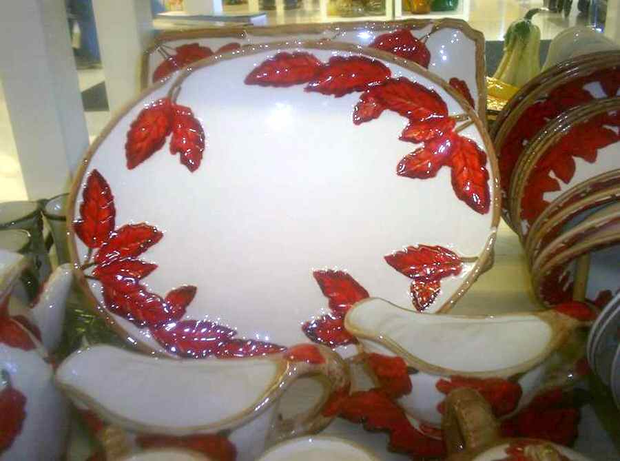 Harvest Leaf Collection 12" Oval Serving Platter by J A Designs-1