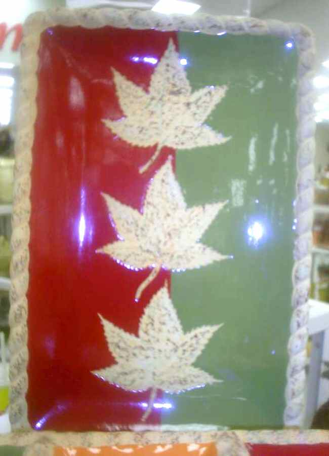 Rustic Leaf 15" Rectangular Serving Platter by J A Designs-1