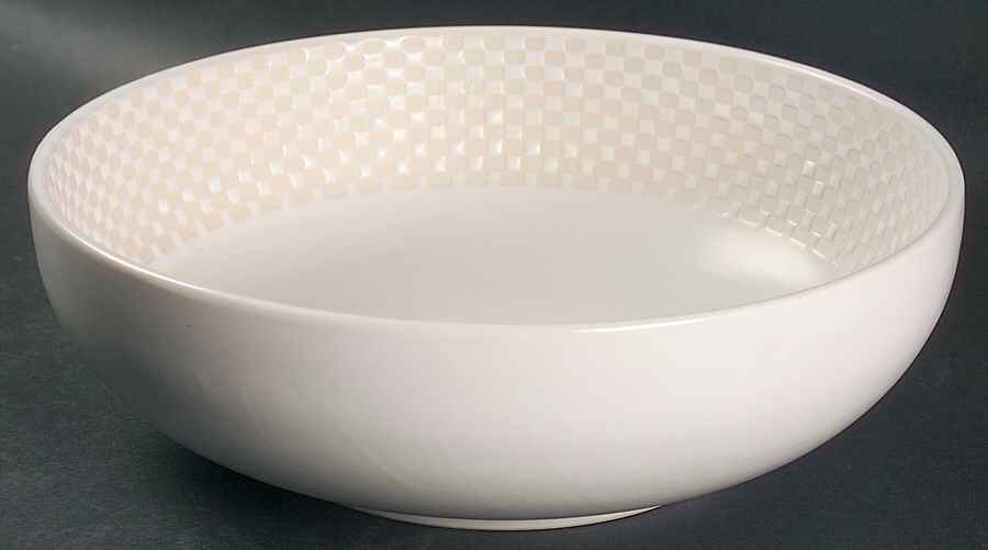 Crisscross White 9" Round Serving Bowl by Joseph Abboud-1