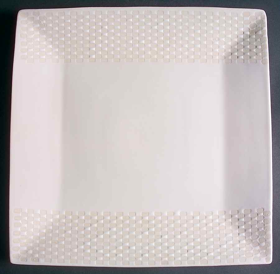 Crisscross White 12" Chop Plate (Round Platter) by Joseph Abboud-1