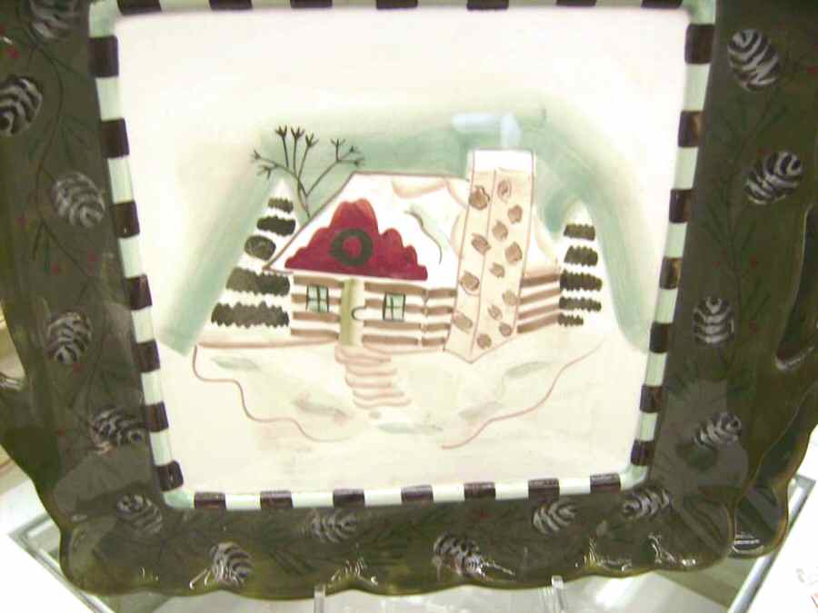 Winter Holiday Lodge Square Dinner Plate by Jay Import-1