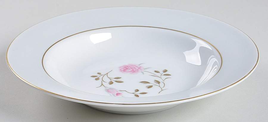 Garden Rose Rim Soup Bowl by Japan-1