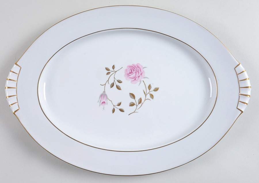 Garden Rose 15" Oval Serving Platter by Japan-1