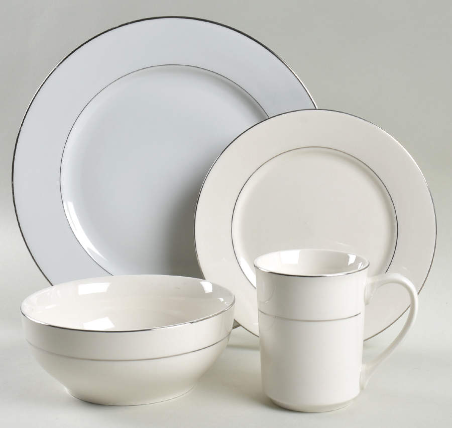 Double Platinum Band 4 Piece Place Setting by JCPenney-1