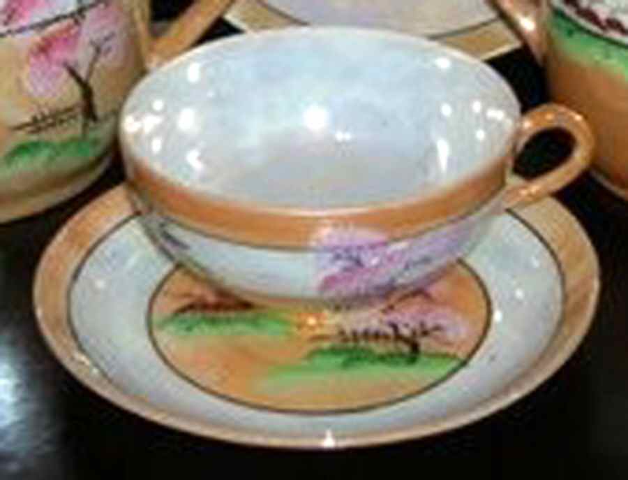 JAP823 Footed Cup & Saucer Set by Japan-1