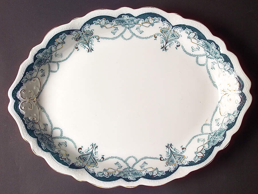 Dartmouth Blue Green 16" Oval Serving Platter by Johnson Brothers-1