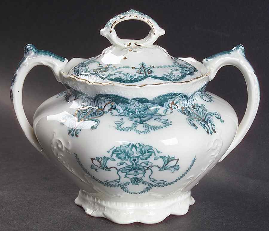 Dartmouth Blue Green Sugar Bowl & Lid by Johnson Brothers-1